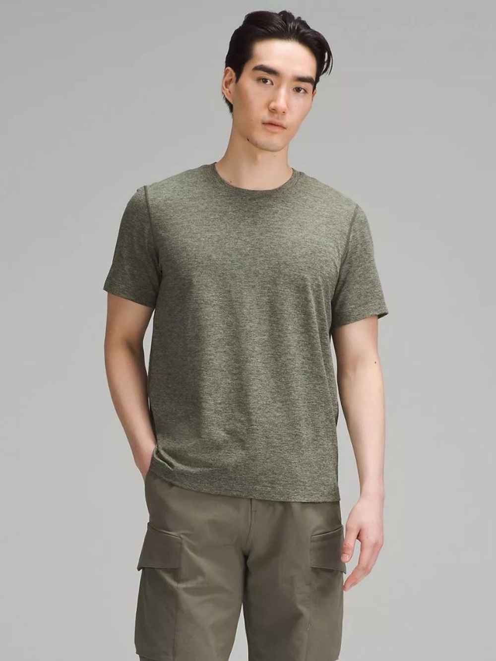 lululemon Soft Jersey Short-Sleeve Shirt (NWOT) Heathered Slate Brown/Army Green